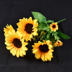 Petit Tournesol Décoration De La Maison Artificielle Fleur Artificielle Simulation De Tournesol 13 Têtes 2PCS -Pas Cher Flore Calme Magasin 93243125 4