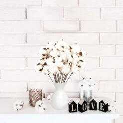 LTS FAFA 40 Pack Fleurs De Coton Naturelle Fleurs Sechees Tige Coton Fleur Naturel Fausses Branches Coton Fausses Plantes Décoration Maison -Pas Cher Flore Calme Magasin 93244752 4