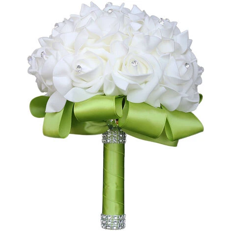 Arrivée De Fleurs Artificielles Roses Bouquet De Mariage Soie Satin Ruban Champagne Demoiselles D'honneur Partie De Mariée-vert 3 Arrivée De Fleurs Artificielles Roses Bouquet De Mariage Soie Satin Ruban Champagne Demoiselles D'honneur Partie De Mariée-vert