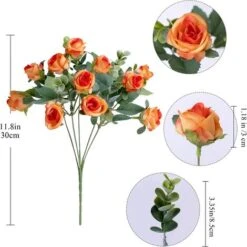 Fleurs Artificielles En Soie Bouquet De Fleurs Faux Mariage Table De Fête Vase Orange -Pas Cher Flore Calme Magasin 93286585 5