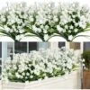 Plante Fleurie Artificielle　Plantes Et Fleurs Artificielles D'extérieur Résistantes Aux UV - Blanc 8PCS