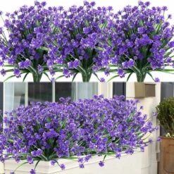 Plante Fleurie Artificielle　Plantes Et Fleurs Artificielles D'extérieur Résistantes Aux UV - Violet 8PCS