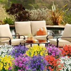 Plante Fleurie Artificielle　Plantes Et Fleurs Artificielles D'extérieur Résistantes Aux UV - Violet 8PCS -Pas Cher Flore Calme Magasin 94302597 5