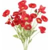 6PCS Fleur Artificielle Rouge Coquelicot Bouquet Fleur Artificielle En Soie Pour Déco Fête De Noël Vase Maison Table Hiver-60cm