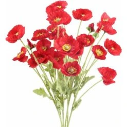 6PCS Fleur Artificielle Rouge Coquelicot Bouquet Fleur Artificielle En Soie Pour Déco Fête De Noël Vase Maison Table Hiver-60cm