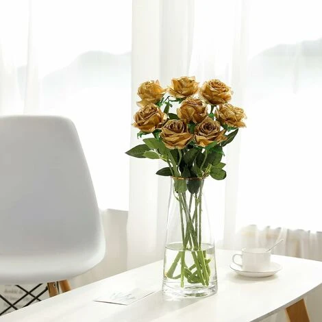 12 PCS Roses Artificielles, 50cm Seule Longue Tige Fausse Rose (Or) 4 12 PCS Roses Artificielles, 50cm Seule Longue Tige Fausse Rose (Or) â Image 2