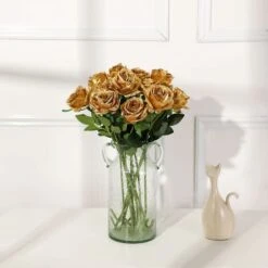 12 PCS Roses Artificielles, 50cm Seule Longue Tige Fausse Rose (Or) 9 12 PCS Roses Artificielles, 50cm Seule Longue Tige Fausse Rose (Or) -Pas Cher Flore Calme Magasin 95372308 3