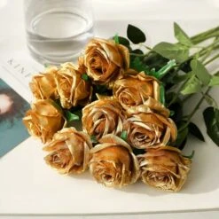 12 PCS Roses Artificielles, 50cm Seule Longue Tige Fausse Rose (Or) 10 12 PCS Roses Artificielles, 50cm Seule Longue Tige Fausse Rose (Or) -Pas Cher Flore Calme Magasin 95372308 4