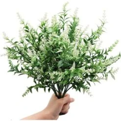 Fleurs De Lavande Artificielles,Lot De 4 Fleurs Artificielles Bouquet De Lavande,Réaliste Lavande En Plastique Pour Intérieur Extérieur Bricolage Mariage Maison Jardin Fenêtre Décor (Blanc)