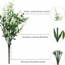 Fleurs De Lavande Artificielles,Lot De 4 Fleurs Artificielles Bouquet De Lavande,Réaliste Lavande En Plastique Pour Intérieur Extérieur Bricolage Mariage Maison Jardin Fenêtre Décor (Blanc) -Pas Cher Flore Calme Magasin 95435941 3