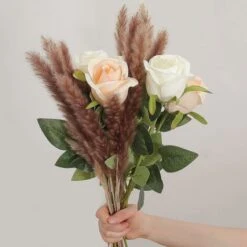 30 Pcs Pampa Herbe Naturelle Roseau Plume Fleurs Séchées Phragmites Bouquet Grand Real Touch Plumes Naturelles Pour Ferme Bureau Chambre Mariage Décor Rustique (17 Pouces) -Pas Cher Flore Calme Magasin 97633018 3