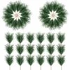 Paquet De 60 Branches D'aiguille De Pin Vert Faux Petites Tiges De Branche De Pin Pour La Décoration De Guirlande De Noël Maison Vacances Jardin -Pas Cher Flore Calme Magasin 97731933 1