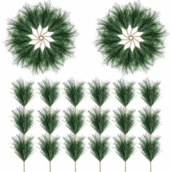 Paquet De 60 Branches D'aiguille De Pin Vert Faux Petites Tiges De Branche De Pin Pour La Décoration De Guirlande De Noël Maison Vacances Jardin