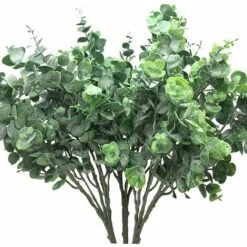 Lot De 3 Branche De Feuilles D’Eucalyptus Argenté Feuillage Fleurs Artificielles Plantes Artificielle Tiges Pour Fête Mariage Décoration De La Maison