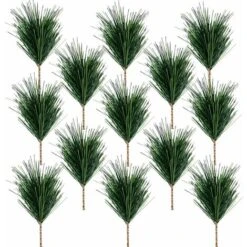 Paquet De 60 Branches D'aiguille De Pin Vert Faux Petites Tiges De Branche De Pin Pour La Décoration De Guirlande De Noël Maison Vacances Jardin