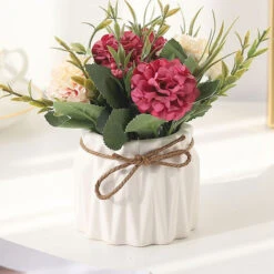 Fleurs Artificielles Avec Vase, Bouquet De Main D'hortensia Et Vase, Ensemble De Fleurs Artificielles De Style Ins, Adapté Au Salon, à La Table à Manger, Au Bureau, Au Mariage, à La Décoration De La M -Pas Cher Flore Calme Magasin 97747176 3