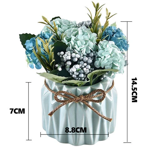 Fleurs Artificielles Avec Vase, Bouquet De Main D'hortensia Et Vase, Ensemble De Fausses Fleurs De Style, Adapté Au Salon, à La Table à Manger, Au Bureau, Au Mariage, à La Décoration De La Maison Du B 4 Fleurs Artificielles Avec Vase, Bouquet De Main D'hortensia Et Vase, Ensemble De Fausses Fleurs De Style, Adapté Au Salon, à La Table à Manger, Au Bureau, Au Mariage, à La Décoration De La Maison Du B – Image 2