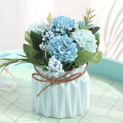 Fleurs Artificielles Avec Vase, Bouquet De Main D'hortensia Et Vase, Ensemble De Fausses Fleurs De Style, Adapté Au Salon, à La Table à Manger, Au Bureau, Au Mariage, à La Décoration De La Maison Du B 9 Fleurs Artificielles Avec Vase, Bouquet De Main D'hortensia Et Vase, Ensemble De Fausses Fleurs De Style, Adapté Au Salon, à La Table à Manger, Au Bureau, Au Mariage, à La Décoration De La Maison Du B -Pas Cher Flore Calme Magasin 97747437 3