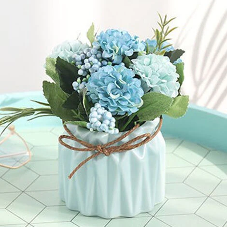 Fleurs Artificielles Avec Vase, Bouquet De Main D'hortensia Et Vase, Ensemble De Fausses Fleurs De Style, Adapté Au Salon, à La Table à Manger, Au Bureau, Au Mariage, à La Décoration De La Maison Du B 5 Fleurs Artificielles Avec Vase, Bouquet De Main D'hortensia Et Vase, Ensemble De Fausses Fleurs De Style, Adapté Au Salon, à La Table à Manger, Au Bureau, Au Mariage, à La Décoration De La Maison Du B – Image 3