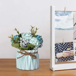 Fleurs Artificielles Avec Vase, Bouquet De Main D'hortensia Et Vase, Ensemble De Fausses Fleurs De Style, Adapté Au Salon, à La Table à Manger, Au Bureau, Au Mariage, à La Décoration De La Maison Du B 10 Fleurs Artificielles Avec Vase, Bouquet De Main D'hortensia Et Vase, Ensemble De Fausses Fleurs De Style, Adapté Au Salon, à La Table à Manger, Au Bureau, Au Mariage, à La Décoration De La Maison Du B -Pas Cher Flore Calme Magasin 97747437 4