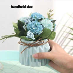 Fleurs Artificielles Avec Vase, Bouquet De Main D'hortensia Et Vase, Ensemble De Fausses Fleurs De Style, Adapté Au Salon, à La Table à Manger, Au Bureau, Au Mariage, à La Décoration De La Maison Du B 11 Fleurs Artificielles Avec Vase, Bouquet De Main D'hortensia Et Vase, Ensemble De Fausses Fleurs De Style, Adapté Au Salon, à La Table à Manger, Au Bureau, Au Mariage, à La Décoration De La Maison Du B -Pas Cher Flore Calme Magasin 97747437 5