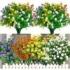 8 Bouquets Fleurs Artificielles Deco, 4 Couleurs UV Résistant Bouquet En Plastique Fleurs Buissons De Fleurs Plantes Suspendues Plantes Artificielles Pour Maison Balcon Jardin Extérieur