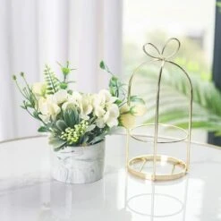 Fleurs Artificielles Avec Vase - Centre De Table Mariage Bouquet Floral D'Hortensia Et Chrysanthème Pour Décoration De Maison, Salon Ou Bureau (Pot En Marbre - Jaune) 10 Fleurs Artificielles Avec Vase - Centre De Table Mariage Bouquet Floral D'Hortensia Et Chrysanthème Pour Décoration De Maison, Salon Ou Bureau (Pot En Marbre - Jaune) -Pas Cher Flore Calme Magasin 99983118 4